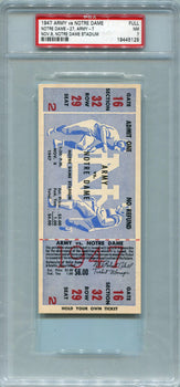 1947 Army Vs. Notre Dame November 8. Notre Dame Stadium Full Game Ticket Psa 7