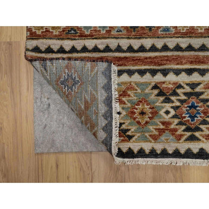 2'6"X9'10" Oyster Gray Southwest Design Hand Knotted Pure Wool Runner Rug