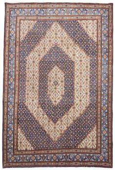 Cream Vintage Oriental Rug Traditional Classic