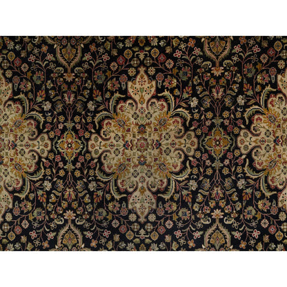 8'X9'10" Black Hand Knotted Kishoon Revival 300 Kpsi Rug New Zealand Wool
