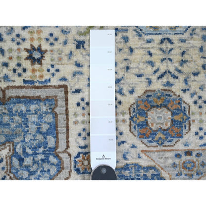 8'1"X9'8" White 14Th Century Mamluk Dynasty Pattern Wool Hand Knotted Rug