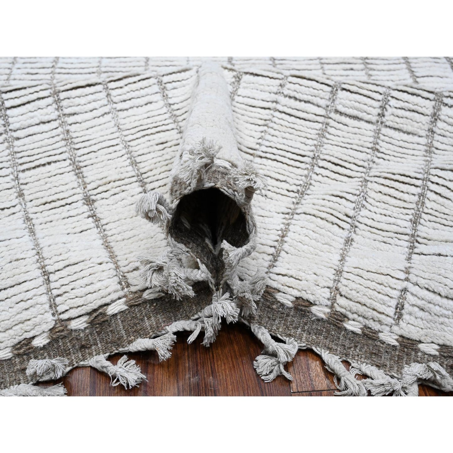 12'2"X15'2" Ivory Hand Knotted Moroccan Weave Oversized Oriental Rug