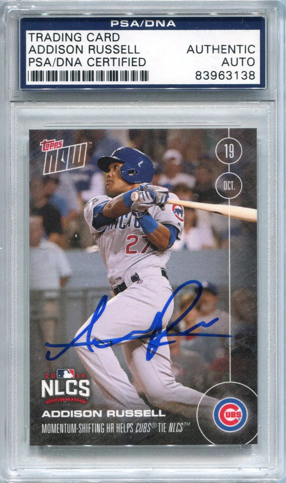 Addison Russell Autographed 2016 Topps Card (Psa)