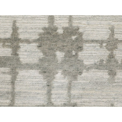 2'6"X8' Hand Spun Undyed Natural Wool Modern Hand Knotted Runner Rug
