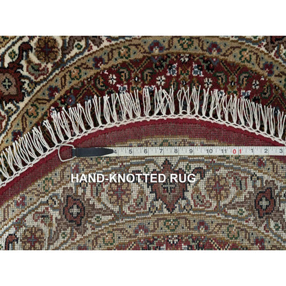 3'4"X3'4" Red Tebraz Mahi Design Wool Hand 175 Kpsi Knotted Round Rug
