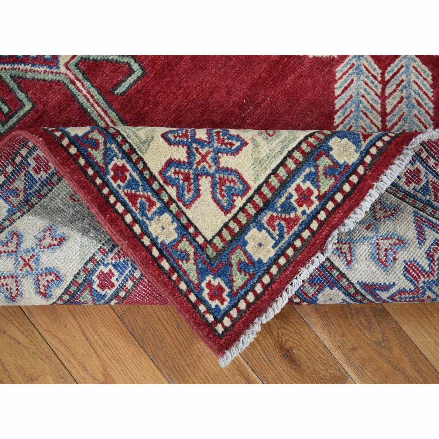 5'3"X7'1" Rich Red Afghan Special Kazak Hand Knotted Pure Wool Rug
