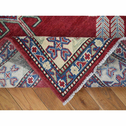 5'3"X7'1" Rich Red Afghan Special Kazak Hand Knotted Pure Wool Rug