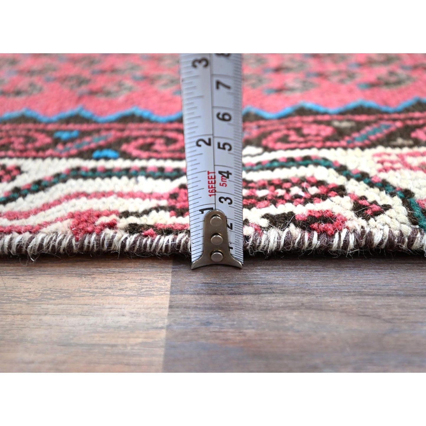 2'6"X12'9" Red Distressed Look With No Holes Vintage Runner Oriental Rug