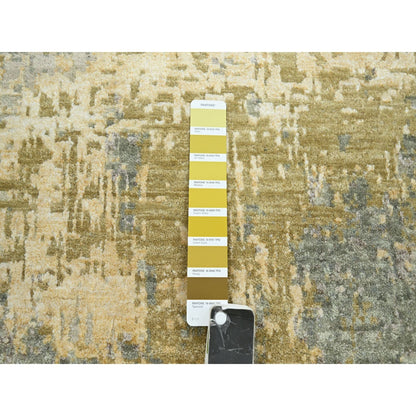 8'X10'1" Sage Green Abstract With Galaxy Design Wool Hand Knotted Rug