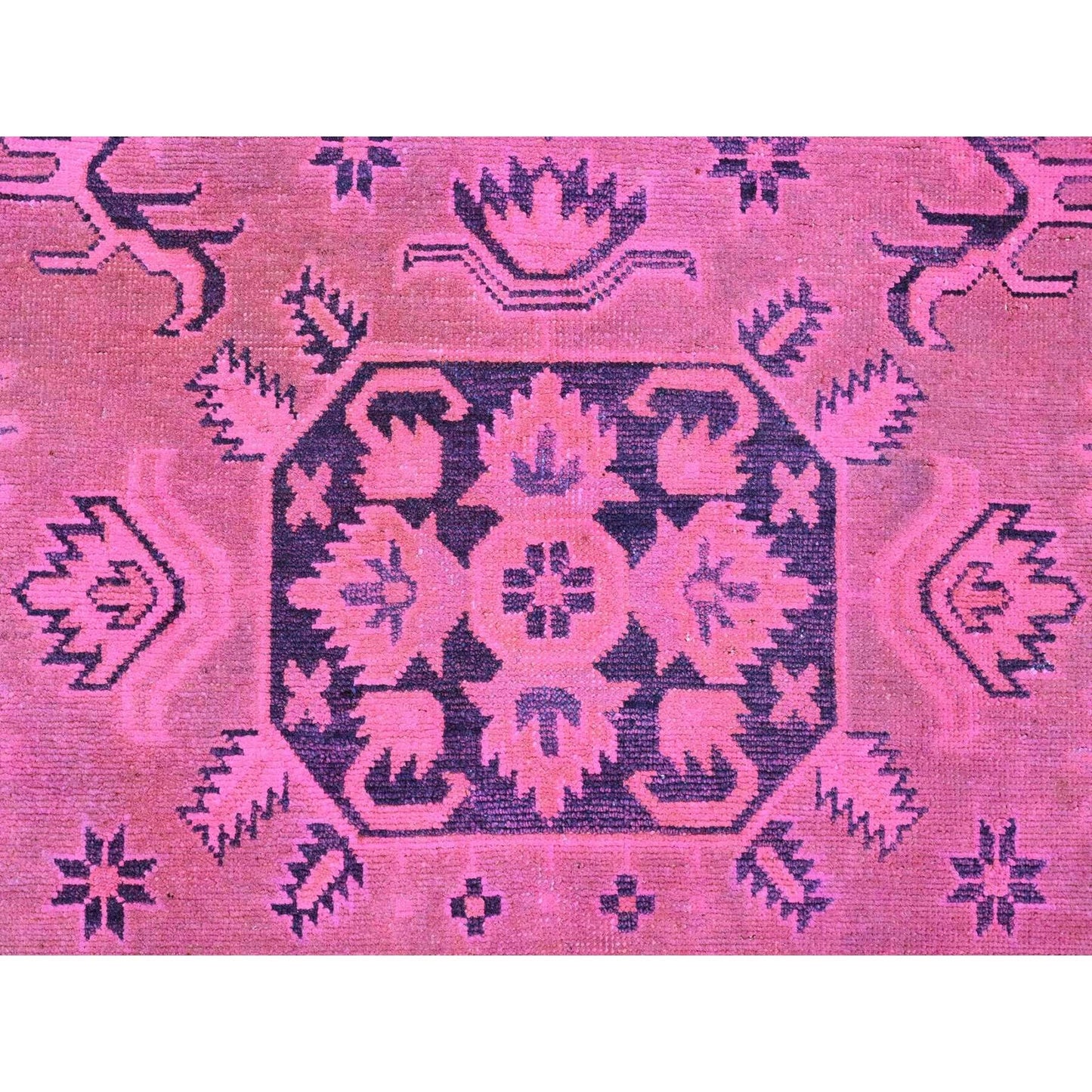 7'10"X9'7" Pink Overdyed Kazak Medallions Design Wool Hand Knotted Rug