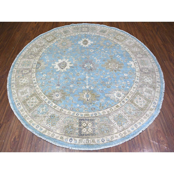 8'X8' Blue Mahal Design Hand Knotted Pure Wool Round Oriental Rug