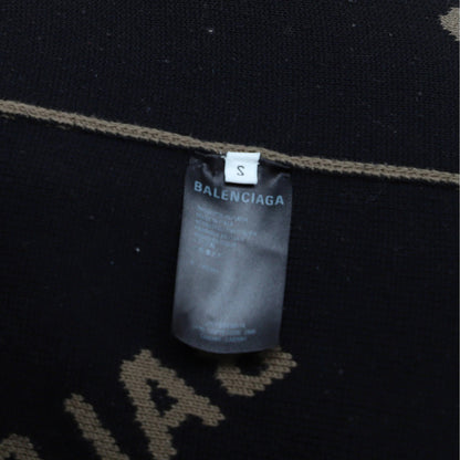 Balenciaga All Over Logo Cardigan Cotton And Wool Blend
