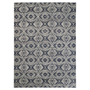 9'X12' Supple Collection All Over Square Design Erased Wool Handmade Rug