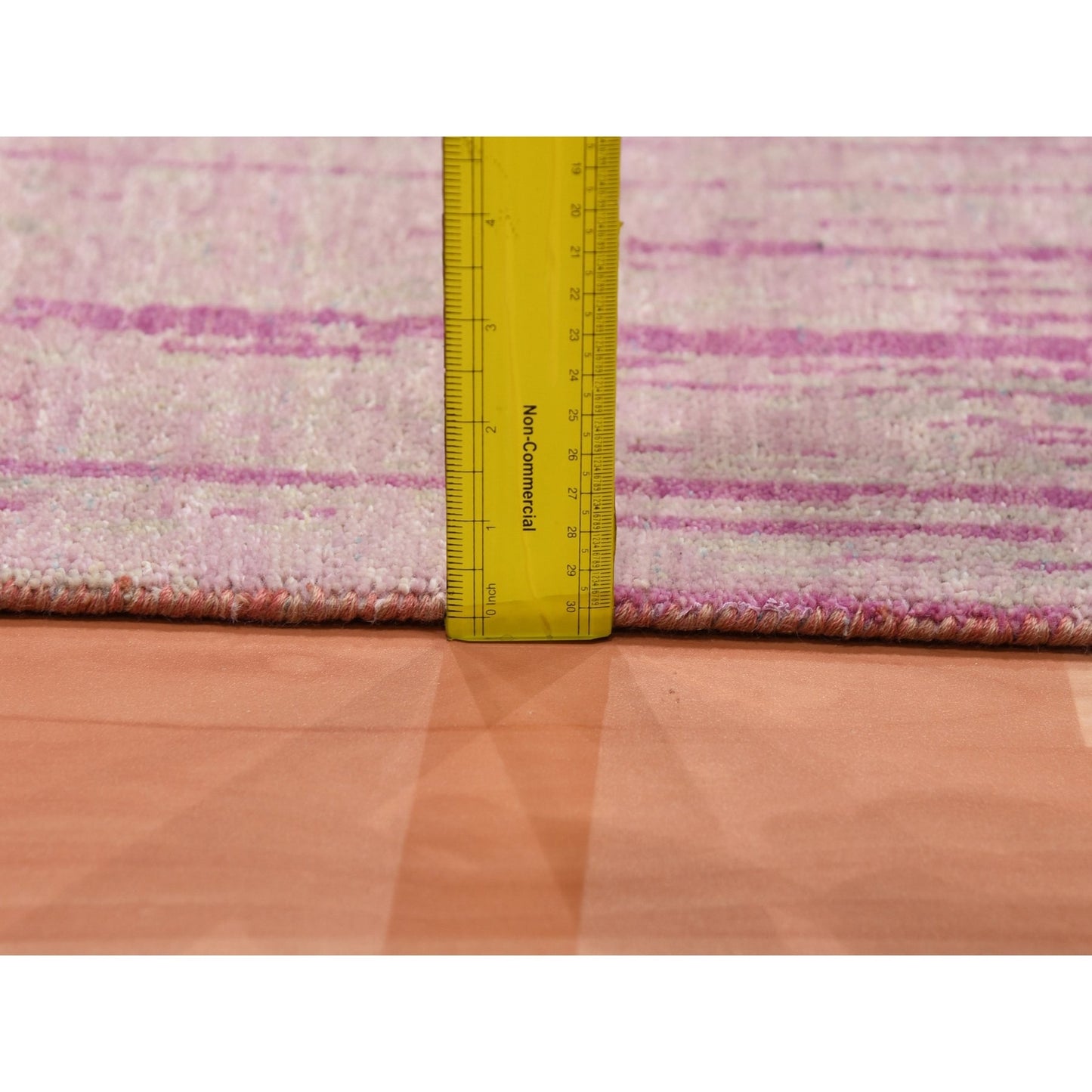 2'7"X8'3" Pink Hand Knotted Vertical Ombre Design Runner Oriental Rug