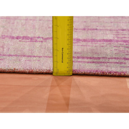 2'7"X8'3" Pink Hand Knotted Vertical Ombre Design Runner Oriental Rug