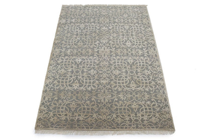 6X9 ft Signed Extra Fine 400 Knots Handmade Oriental Rug Gray Beige Decor Carpet