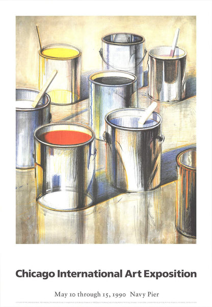 WAYNE THIEBAUD Paint Cans 39" x 27" Poster 1990 Pop Art Brown
