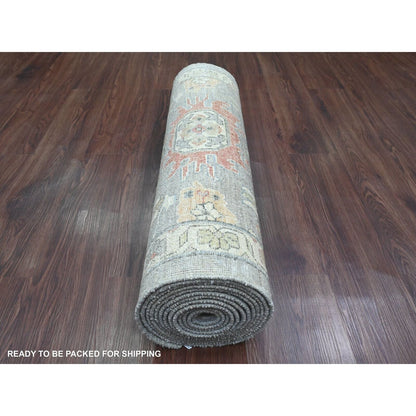 2'8"X15'6" Misty Gray Karjihooz Design Hand Knotted Wool Xl Runner Rug
