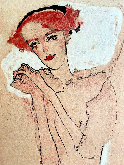 Egon Schiele Lithograph From An Painting Coa Signed Op Numbered A Hand