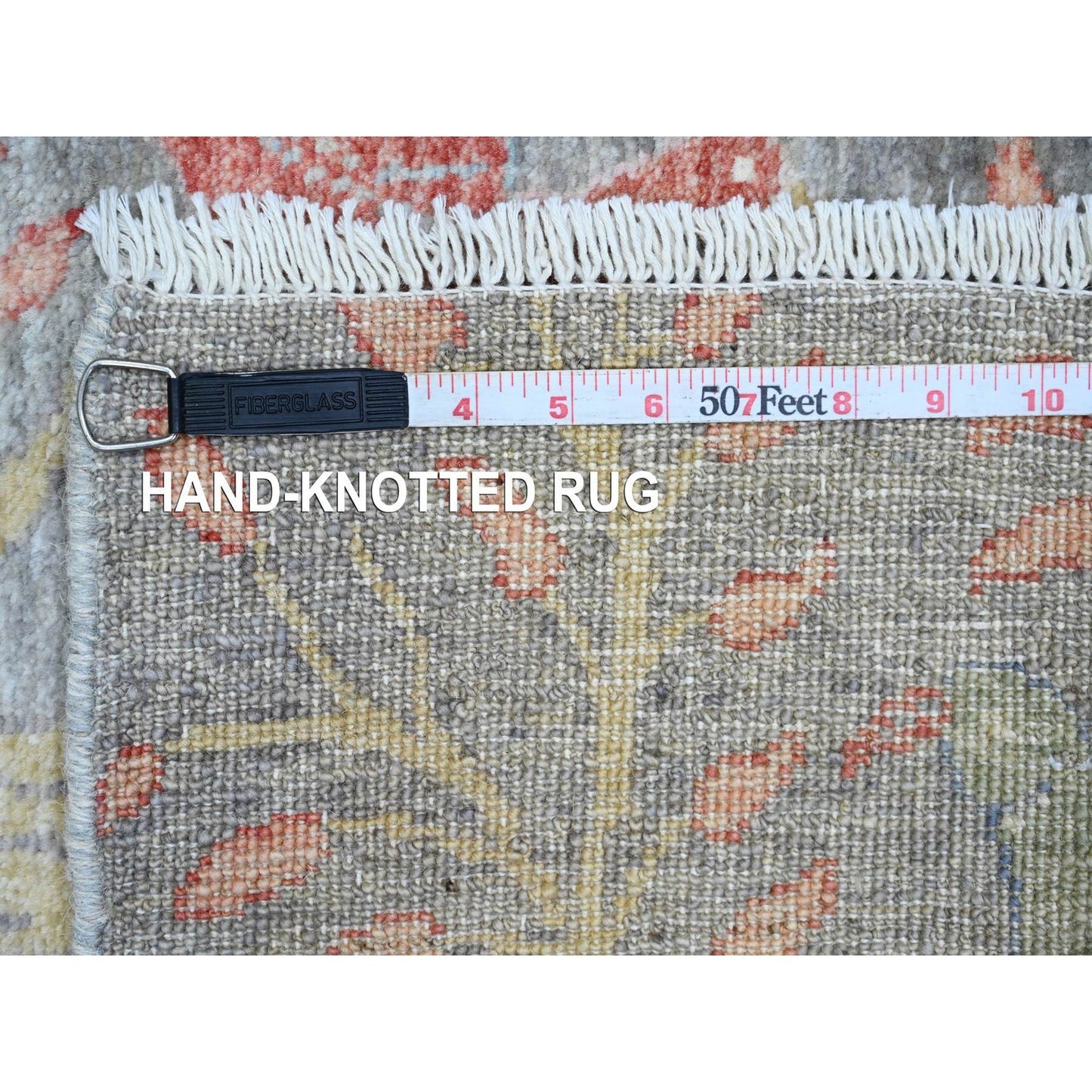 2'6"X15'7" Gray Afghan Paradise Design Soft Wool Hand Knotted Runner Rug