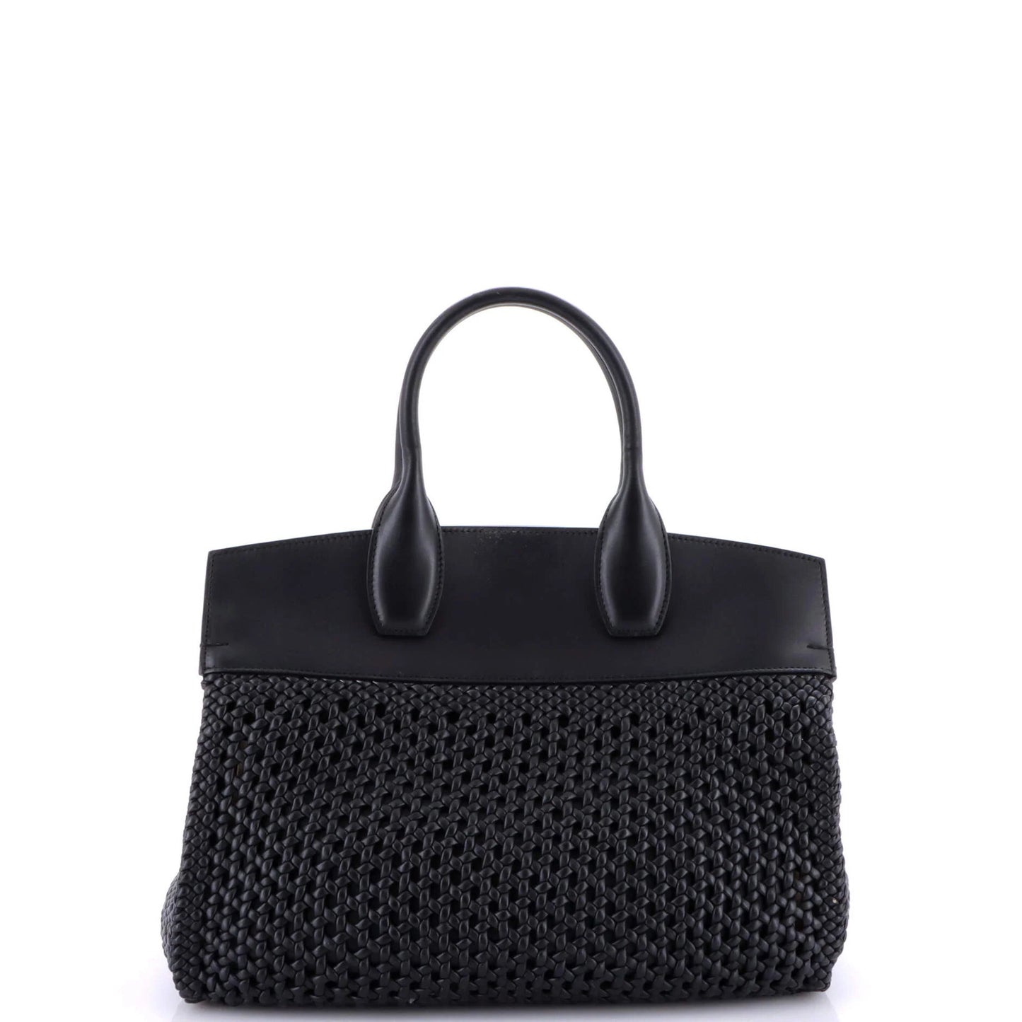 Salvatore Ferragamo Studio Satchel Woven Leather And Leather Medium