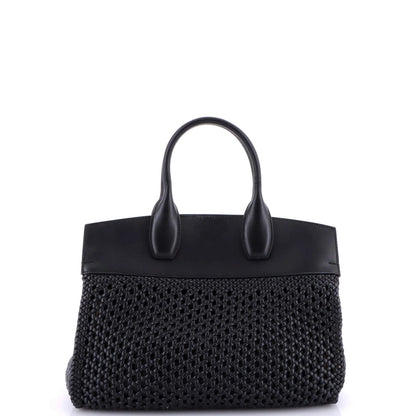 Salvatore Ferragamo Studio Satchel Woven Leather And Leather Medium