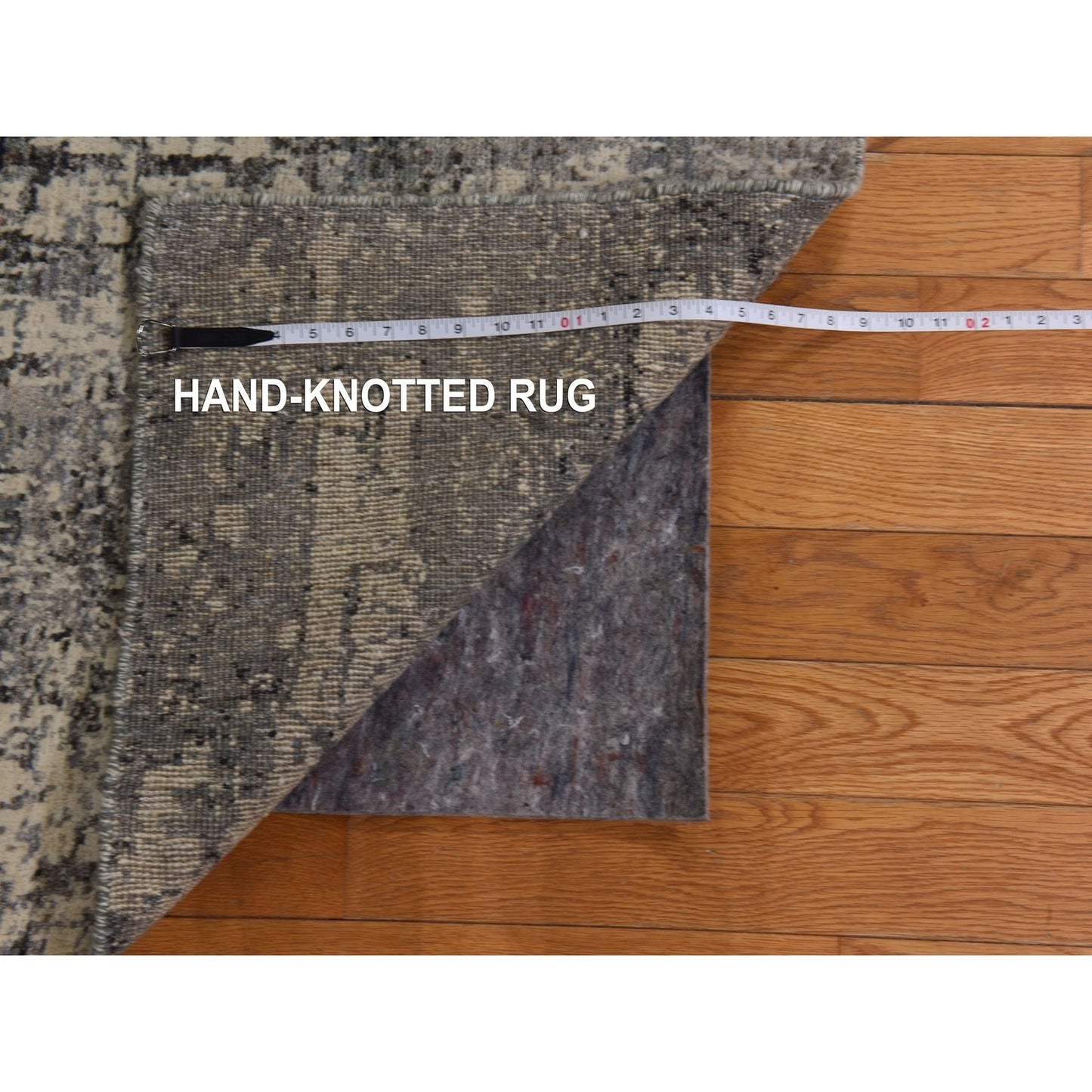 6'X9' Oyster Gray Fossil Design All Wool Hand Knotted Modern Oriental Rug