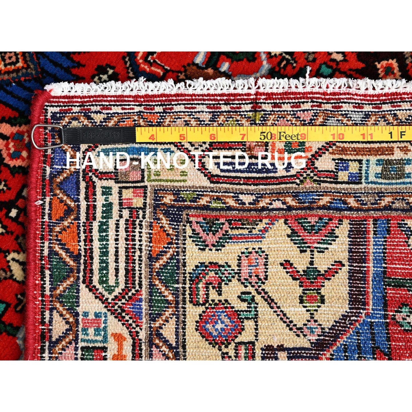 Runner 2'8"x7'2" Red Full Pile New Zoroastrian Khamadan Hand Knotted Wool