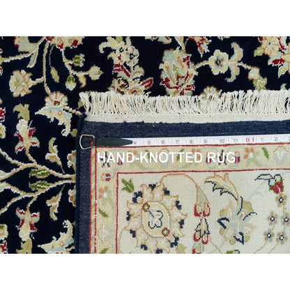 4'10"X7'2" Ombre Blue Hand Knotted Nain Design 250 Kpsi Pure Wool Rug