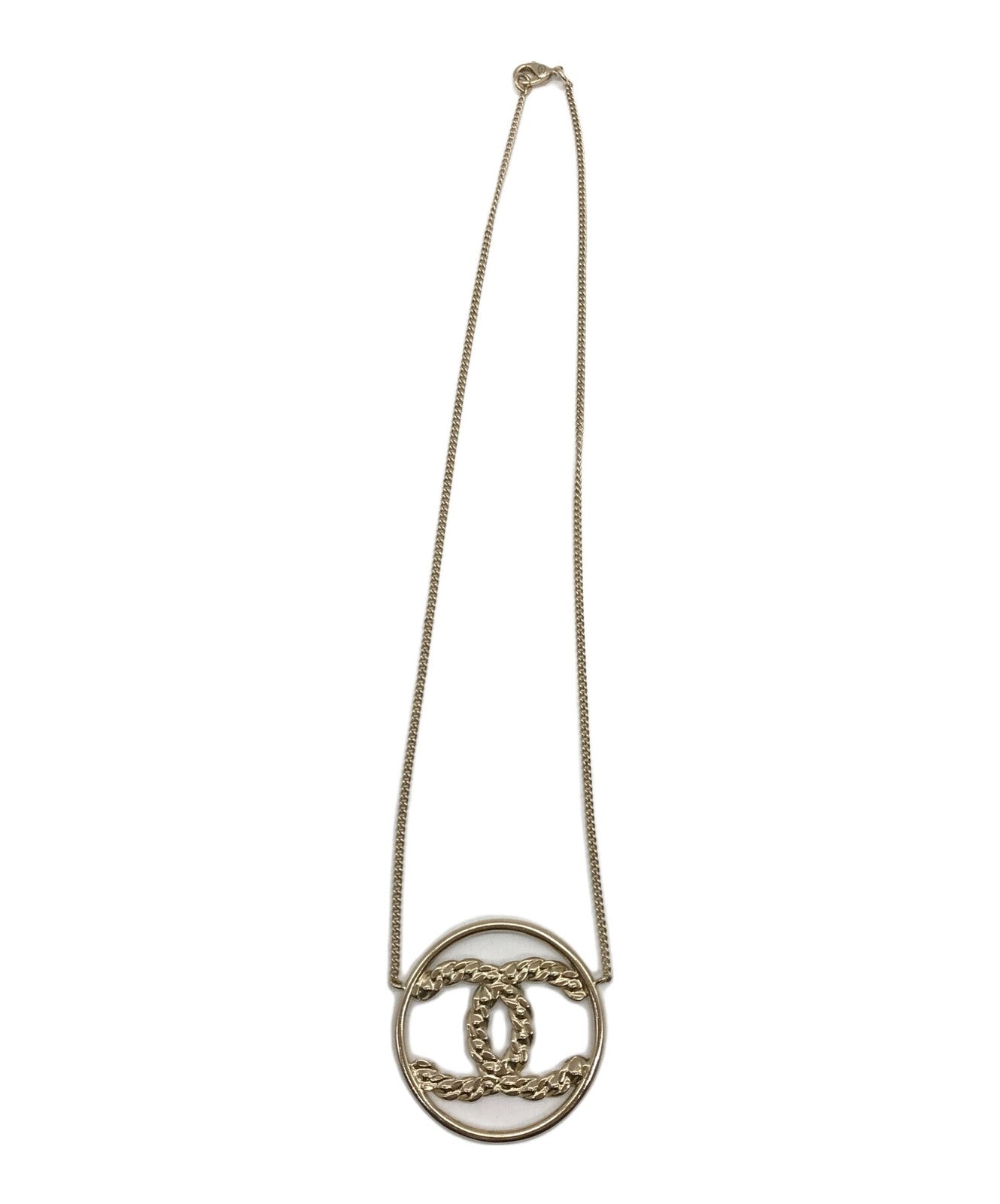 Chanel Rhinestone Coco Mark Necklace Ab1342