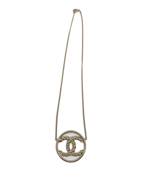 Chanel Rhinestone Coco Mark Necklace Ab1342