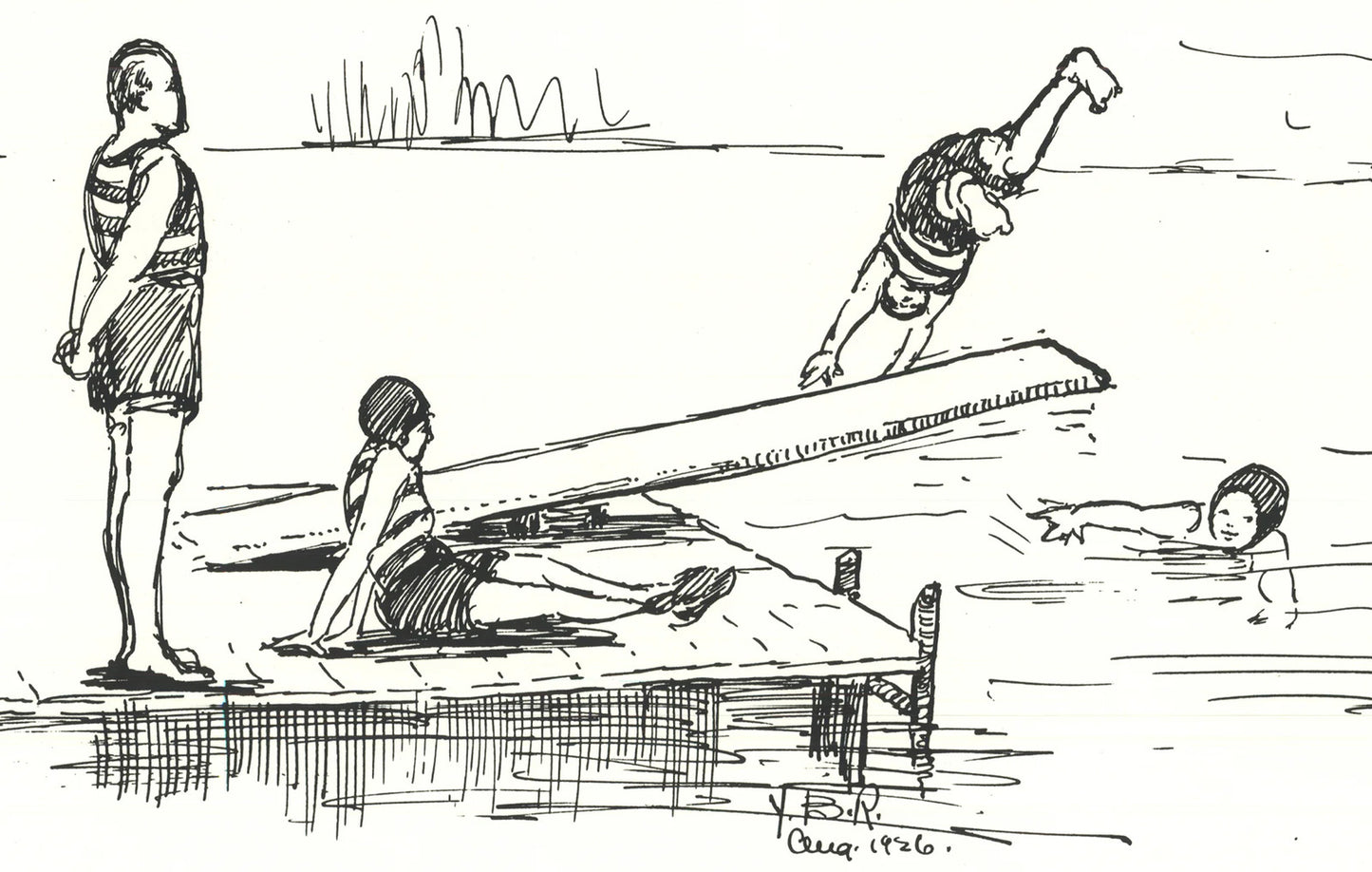 Yb Robinson Divers " Lithograph Contemporary
