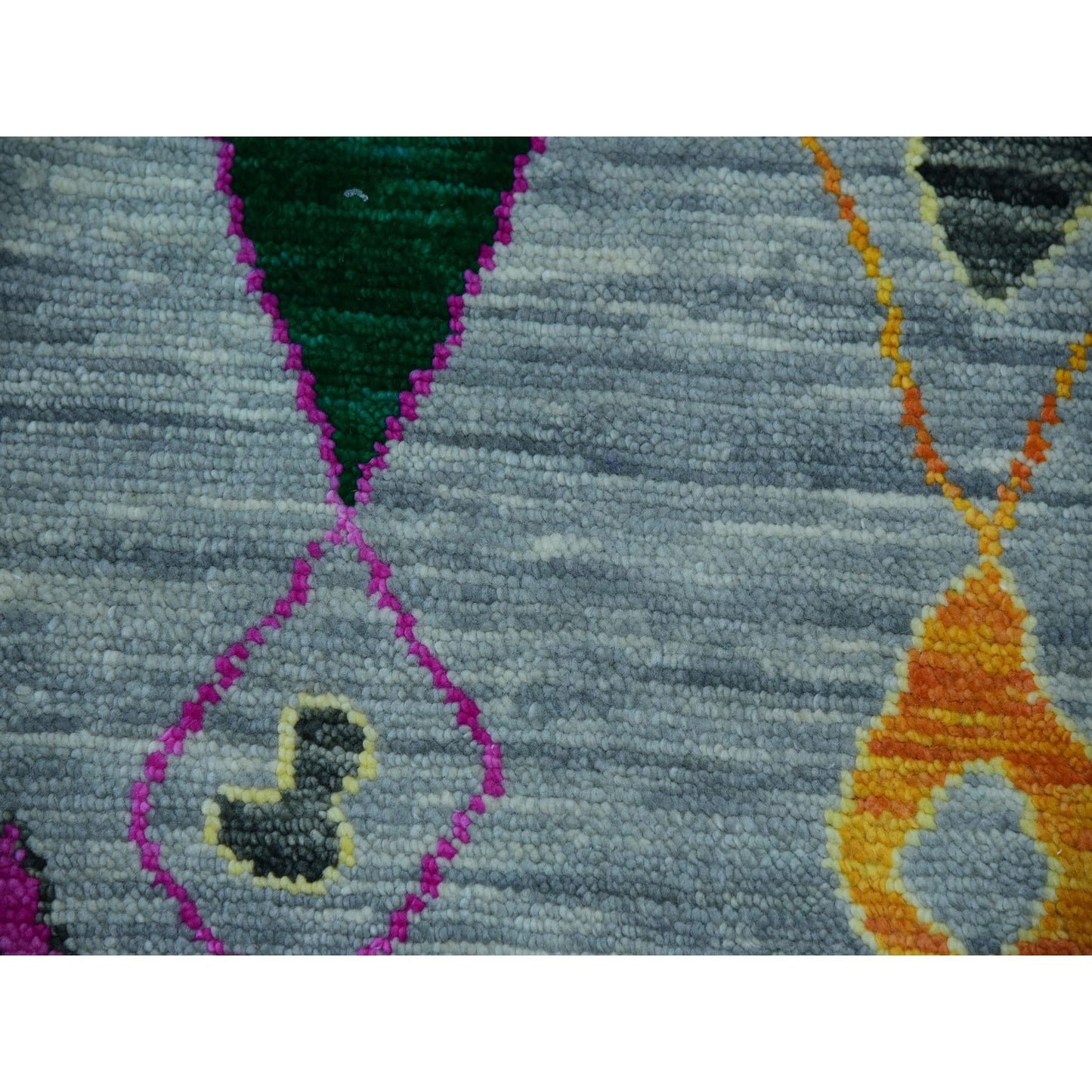 10'2"X14' Gray Colorful Moroccan Inspired Design Hand Knotted Wool Rug