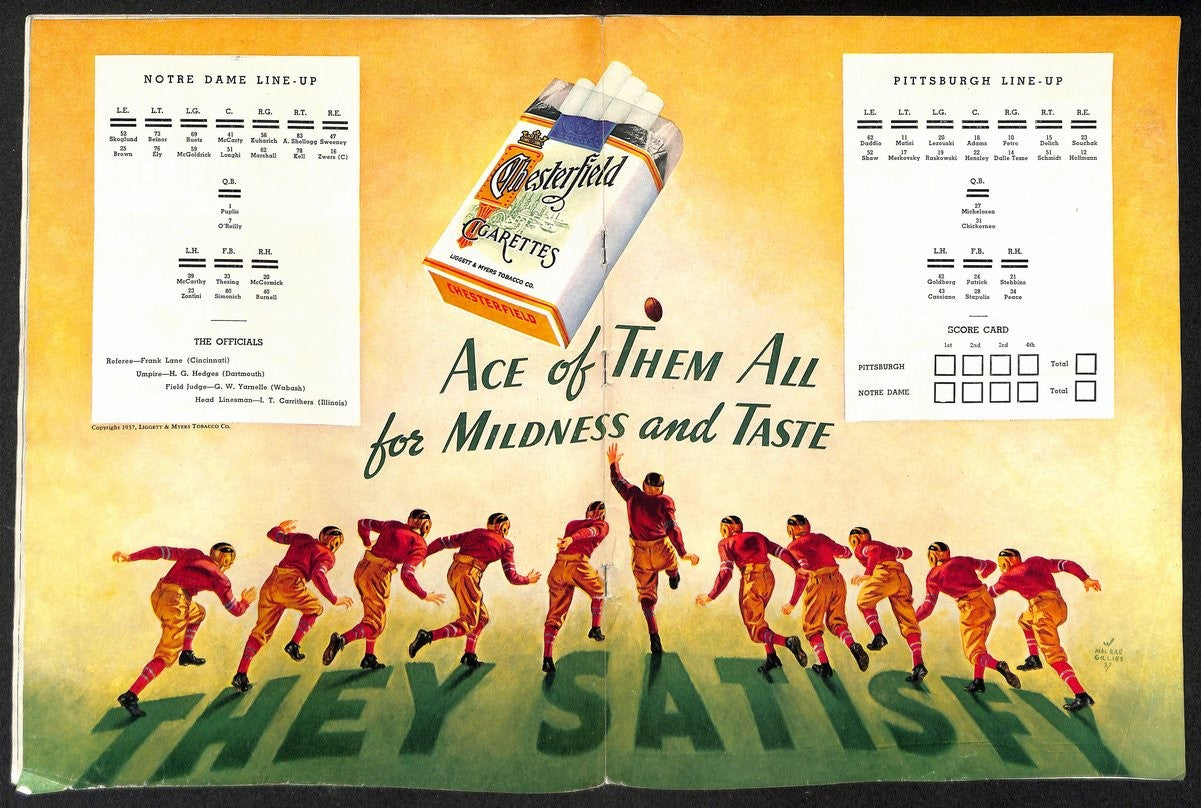 1937 Pitt Vs Notre Dame Vintage College Football Game Program 195834