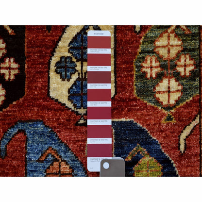 1'10"X3' Red Afghan Ersari With Boteh Design Soft Wool Hand Knotted Rug
