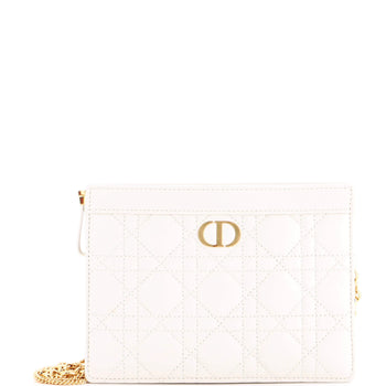 Christian Dior Caro Zipped Pouch With Chain Cannage Quilt Leather