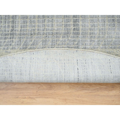 9'X9' Gray Jacquard Hand Loomed Wool And Plant Based Silk Round Rug