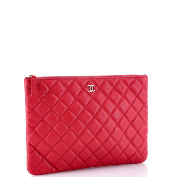 Chanel O Case Clutch Quilted Caviar Medium