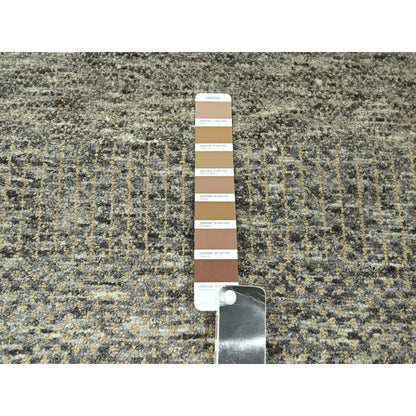 8'X10' Stone Gray Modern Grass Design Wool And Silk Hand Knotted Rug