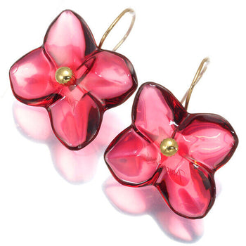 Baccarat Earrings Hortensia Crystal Glass Flower
