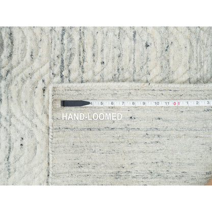 2'5"X12' Beige Modern Design Hand Loomed Natural Wool Runner Rug