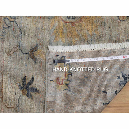 2'1"X3' Gray Broken Pattern Oushak Design 100% Wool Hand Knotted Mat Rug