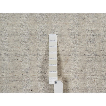 8'X8' Ivory Natural Wool Vertical Stripes Design Hand Loomed Round Rug