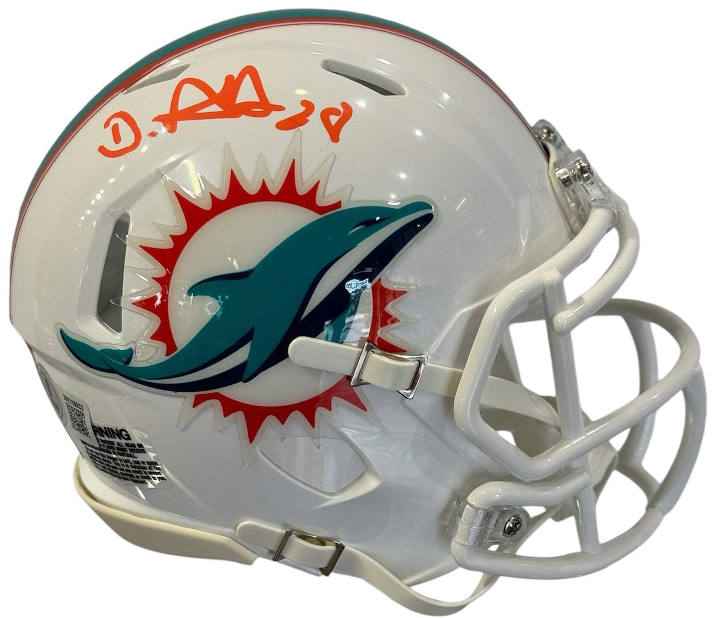 Devon Achane Autographed Dolphins Speed Mini Helmet (Beckett)