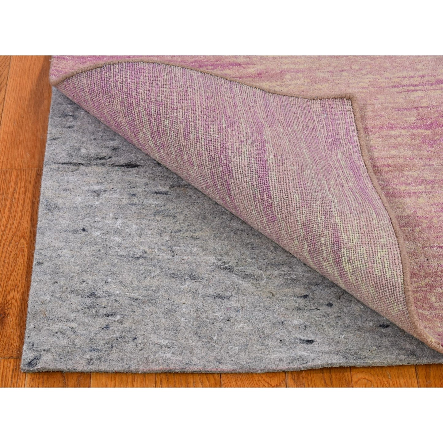3'1"X5'4" Hand Knotted Pink Thick And Plush Wool Only Ombre Design Rug