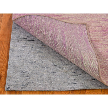 3'1"X5'4" Hand Knotted Pink Thick And Plush Wool Only Ombre Design Rug