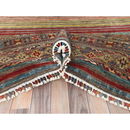 9'10"X13'2" Colorful Afghan Super Kazak Wool Hand Knotted Oriental Rug