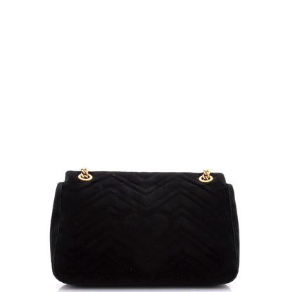 Gucci Gg Marmont Flap Bag Embroidered Matelasse Velvet Medium