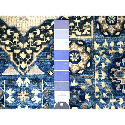 4'X9'10" Blue Fine Aryana Soft Wool Hand Knotted Oriental Rug