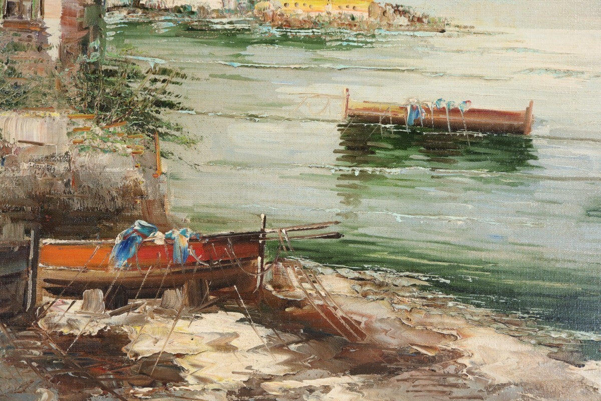 Alberto Corsini Napoli Harbor View Signed Original Oil Painting Italian Sea